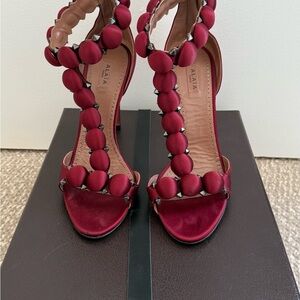Alaia Red Beaded Heels